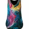 Best Sale 🔔 UDEAR Teal & Pink Abstract Curved-Hem V-Neck Tank - 👩 Women 🛒