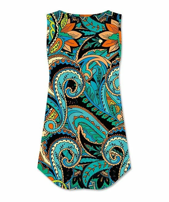 Best Sale ๐ UDEAR Green & Black Paisley Button-Front Sleeveless Top - ๐ฉ Women โ - Image 2