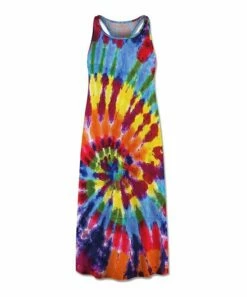 Best deal 🛒 UDEAR Red & Yellow Tie-Dye Racerback Sleeveless 👗 Dress - Plus 🎉
