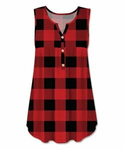Best deal ๐ UDEAR Red Buffalo Plaid Button-Front Sleeveless Top - Plus ๐