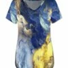 Budget 💯 UDEAR Blue & Yellow Swirl Abstract V-Neck Tee - Plus ⭐
