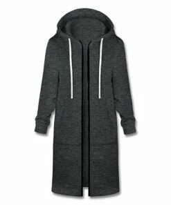 Buy 😉 UDEAR Gray Longline Zip-Up Hoodie - 👩 Women & Plus ✔️