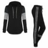 Budget 🤩 UDEAR Black Hoodie & Side-Stripe Joggers - 👩 Women 😀