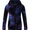 Discount 🎉 UDEAR Purple & Black Starry Sky Zip-Front Hoodie - 👩 Women 👏