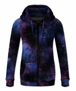 Discount 🎉 UDEAR Purple & Black Starry Sky Zip-Front Hoodie - 👩 Women 👏