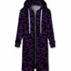 Buy 🧨 UDEAR Purple & Black Leopard Longline Zip-Up Hoodie - 👩 Women 🔥