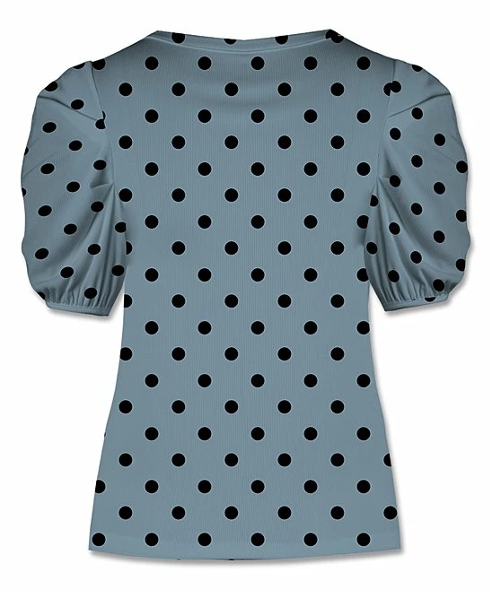 Flash Sale ๐ UDEAR Blue & Black Polka Dot Puff-Sleeve Top - Plus โจ - Image 2