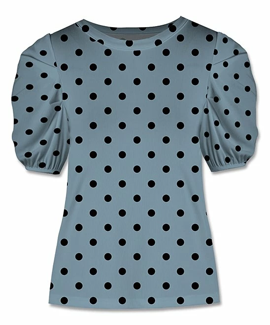 Flash Sale ๐ UDEAR Blue & Black Polka Dot Puff-Sleeve Top - Plus โจ