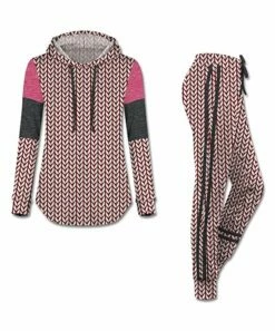 Top 10 🥰 UDEAR Pink & Black Geometric Contrast-Sleeve Hoodie & Side-Stripe Joggers - Plus 🔥