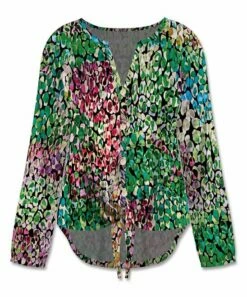 Flash Sale ๐ฅฐ UDEAR Green Jewel-Tone Mosaic Notch-Neck Tie-Hem Top - Plus โจ