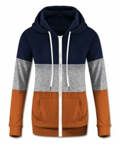 Hot Sale 🌟 UDEAR Navy & Gray Color Block Pocket Zip-Up Hoodie - 👩 Women 🧨