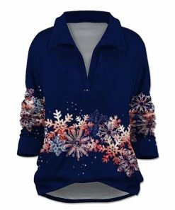 Wholesale 🔥 UDEAR Blue & Pink Snowflake V-Neck Top - 👩 Women ✨