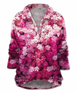 Discount 🌟 UDEAR Pink Floral Collared Notch Neck Top - 👩 Women ✨