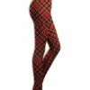 Discount 👍 UDEAR Red & Black Argyle Leggings - 👩 Women 👏