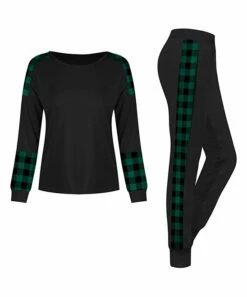 Wholesale 🎉 UDEAR Black Plaid Round-Neck Long-Sleeve Raglan Top & Joggers - Plus 😀