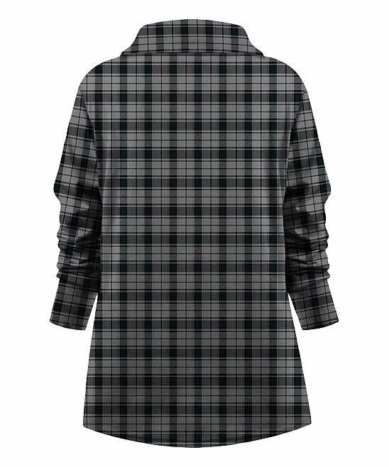 Outlet โค๏ธ UDEAR Gray Plaid Collared Notch Neck Top - Plus ๐ฏ - Image 2