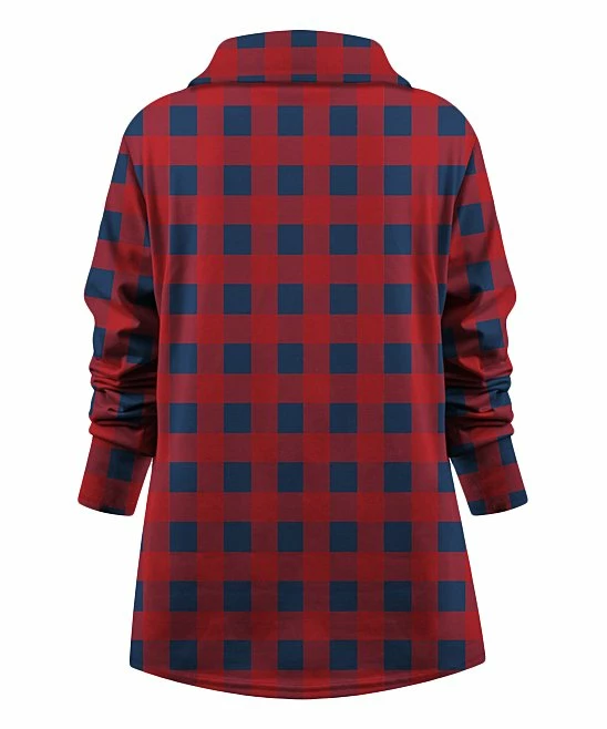 Flash Sale ๐ UDEAR Red Plaid Collared Notch Neck Top - ๐ฉ Women & Plus ๐ - Image 2