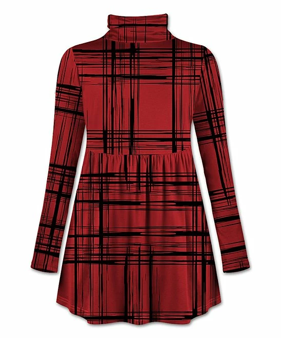 Wholesale โ UDEAR Black & Red Abstract Turtleneck Empire-Waist Tunic - ๐ฉ Women ๐ - Image 2