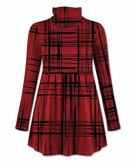 Wholesale โ UDEAR Black & Red Abstract Turtleneck Empire-Waist Tunic - ๐ฉ Women ๐