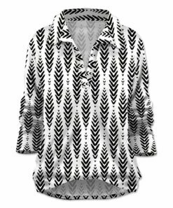 Buy ✔️ UDEAR White Ikat Collared Notch Neck Top - 👩 Women & Plus ⭐