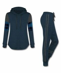 Promo ⌛ UDEAR Heather Navy & Dark Gray Hoodie & Side-Stripe Joggers - Plus 🥰