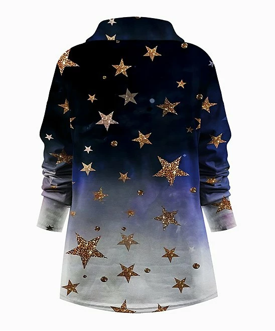 Wholesale ๐ฏ UDEAR Purple Ombrรฉ Star Collared Notch Neck Top - ๐ฉ Women ๐ - Image 2