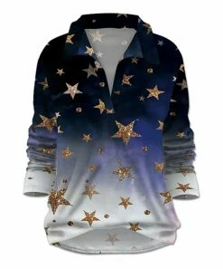 Wholesale 💯 UDEAR Purple Ombré Star Collared Notch Neck Top - 👩 Women 👏