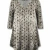 Promo 🔔 UDEAR Beige Knit Print V-Neck Three-Quarter Sleeve Tunic - 👩 Women ⌛
