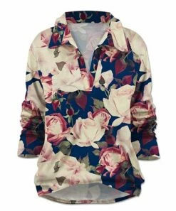 Best reviews of ๐ UDEAR Navy & Pink Floral Collared Notch Neck Top - ๐ฉ Women ๐ฅ