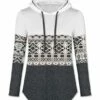 Buy ⭐ UDEAR White & Dark Gray Geometric Color Block Hoodie - 👩 Women 😍