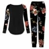 Best Pirce 🤩 UDEAR Black Floral Long-Sleeve Raglan Top & Joggers - 👩 Women 🛒