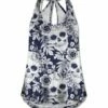 Flash Sale 🎉 UDEAR Navy & White Floral Skull Twist-Racerback Top - Plus ⭐