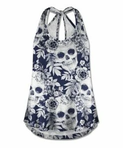 Flash Sale 🎉 UDEAR Navy & White Floral Skull Twist-Racerback Top - Plus ⭐