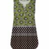 Buy 👍 UDEAR Black & Green Geometric Scarf Print Button-Front Sleeveless Top - 👩 Women 🎁