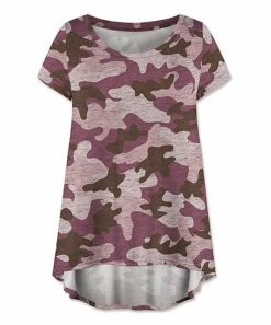 Best Pirce 🔥 UDEAR Pink Camo Short-Sleeve Hi-Low Top - 👩 Women ❤️