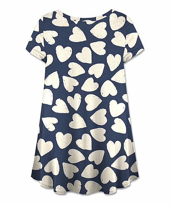 Outlet โค๏ธ UDEAR Blue & White Heart Short-Sleeve Hi-Low Top - ๐ฉ Women ๐ - Image 2