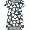 Outlet ❤️ UDEAR Blue & White Heart Short-Sleeve Hi-Low Top - 👩 Women 😍