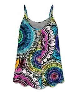 New 👏 UDEAR Blue & Yellow Mandala Button-Front Tank - 👩 Women 😉