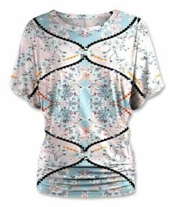 Discount ⭐ UDEAR Blue & Pink Abstract Floral Dolman Top - Plus 🔔
