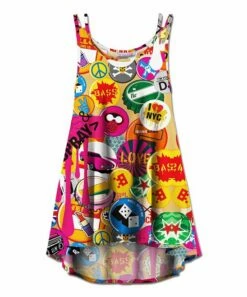 Coupon ❤️ UDEAR Red Abstract Button-Print Double-Strap Hi-Low Swing Tank - Plus 🤩