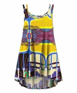 Brand new ✨ UDEAR Purple & Cream Abstract Double-Strap Hi-Low Swing Tank - 👩 Women 🤩