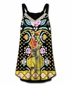 Outlet 🥰 UDEAR Black & Yellow Floral Polka Dot V-Neck Tank - Plus ❤️