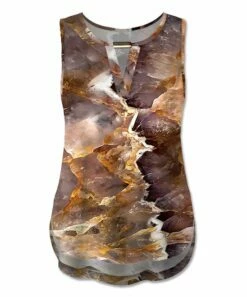 Cheap 💯 UDEAR Mauve & Purple Abstract Keyhole Sleeveless Top - Plus ⭐