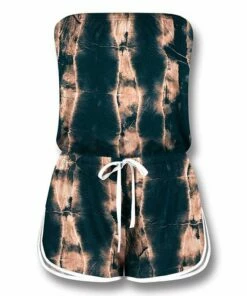 Wholesale ✨ UDEAR Navy & Beige Abstract Tie-Waist Strapless Romper - 👩 Women 👍