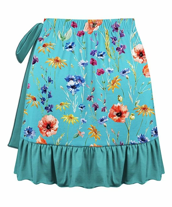 Cheapest 💯 UDEAR Blue & Yellow Floral Ruffle-Hem Wrap 👗 Skirt - Plus ✔️ - Image 2