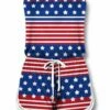 Wholesale 🎉 UDEAR Blue & Red Star & Stripe Strapless Tie-Waist Romper - 👩 Women 🌟
