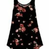 Promo ✔️ UDEAR Black & Pink Floral Leaf Scoop Neck Swing Tank - 👩 Women 🤩