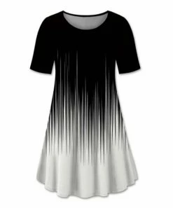 Outlet 🎁 UDEAR Black & White Abstract Ombré Swing Tunic - 👩 Women & Plus 🧨