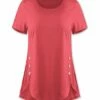Best Pirce 😀 UDEAR Peachy Pink Button-Detail Curved-Hem Tunic - Plus 🔥