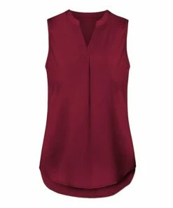 Discount ⌛ UDEAR Burgundy Sleeveless Notch Neck Top - Plus 👍